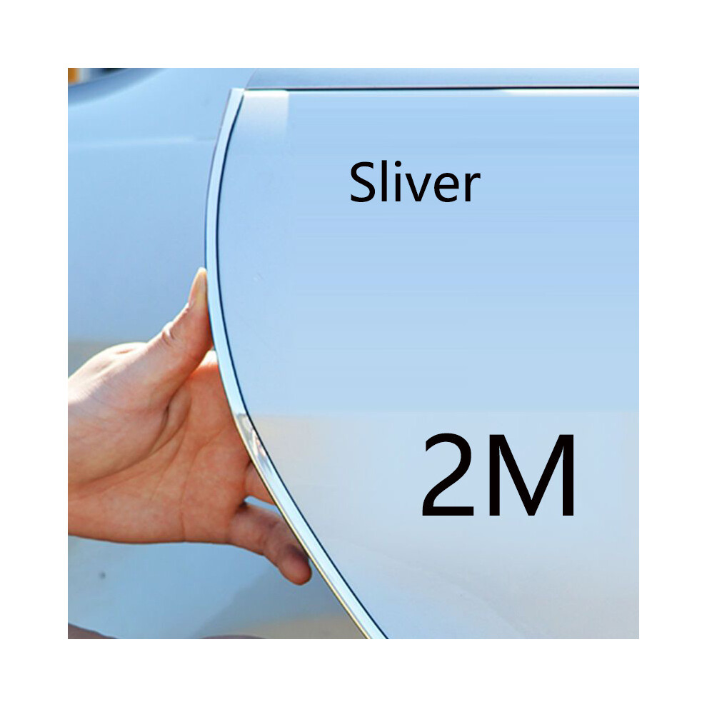 (2M Sliver) Car Door Edge Scratch Protector Strip Guard Trim Auto Door Anti Collision 9486291606182