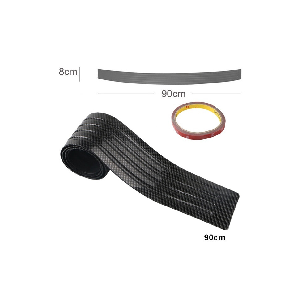 (Carbon Fiber 90Cm) Universal Carbon Fiber Car Trunk Door Guard Strip Auto Sill Plate Protector Black 9486291608049