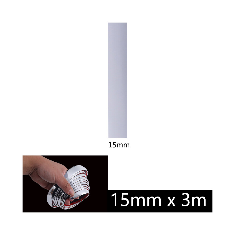 (15Mm X 3M) 3M/5M Car Chrome Trim Strip Pvc Universal Scratch-Proof Protector Silver 9486291610059