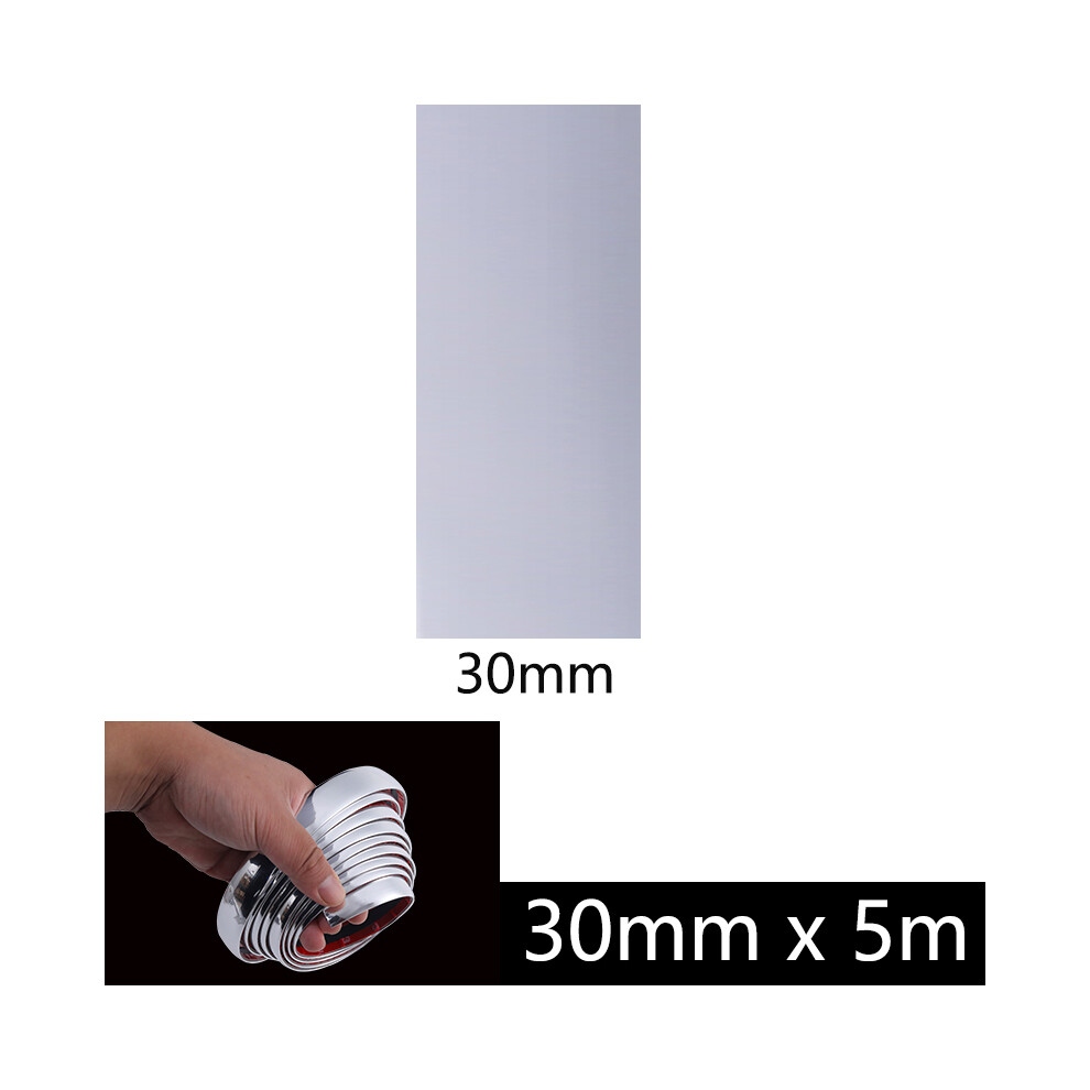 (30Mm X 5M) 3M/5M Car Chrome Trim Strip Pvc Universal Scratch-Proof Protector Silver 9486291610165