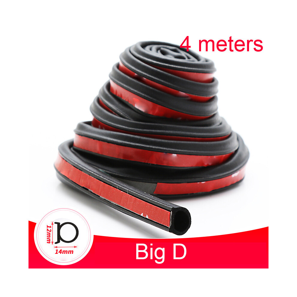 (Big D 4 Meters) Car Door Sealing Strip Rubber Car Body Weather Strip Waterproof Soundproof 9486291612510
