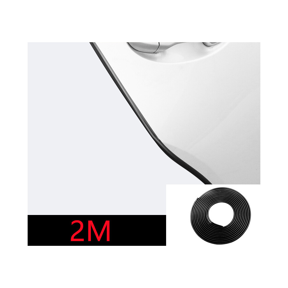 ( 2M) Car Door Trim Edge Body Strip Chrome Mold Scratch Guard Protector Air Black 9486291612084