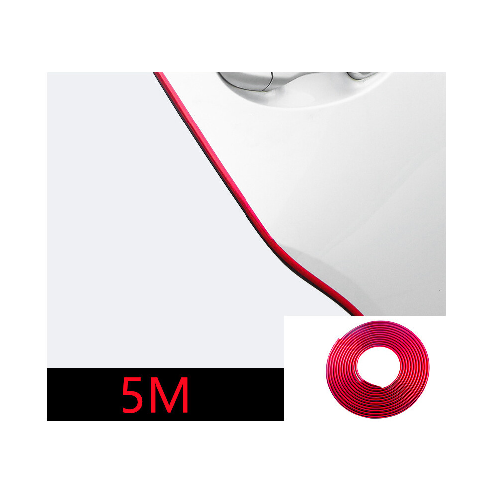 ( 5M) Car Door Trim Edge Body Strip Chrome Mold Scratch Guard Protector Air Red 9486291612183