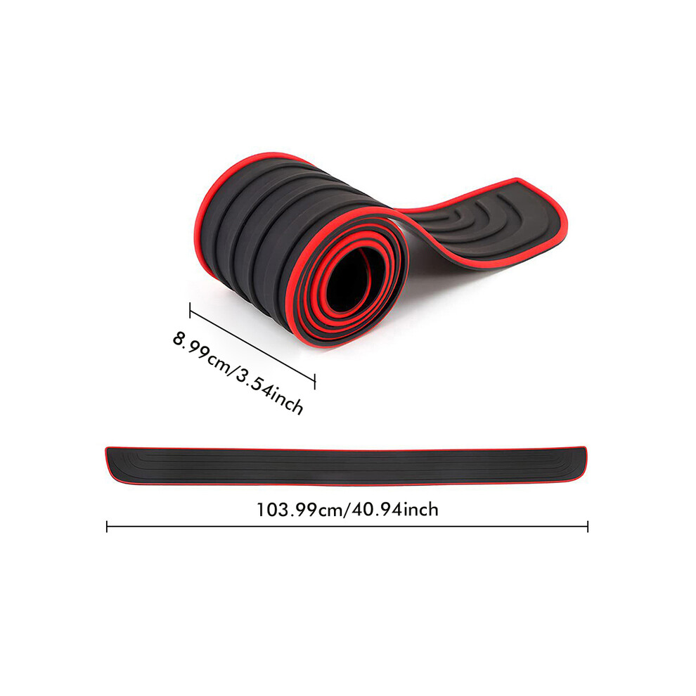 (9Cm ) Car Universal Trunk Door Sill Plate Strip Protector Car Rear Bumper Strip Red 9486291613975