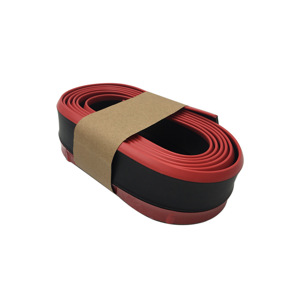 (2 ) 2.5M Car Front Bumper Lip Rubber Car Bumper Protectors Body Spoiler Glossy Red 9486291614569