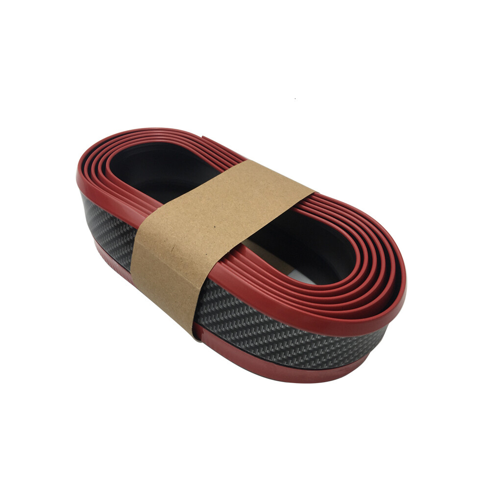 (4 ) 2.5M Car Front Bumper Lip Rubber Car Bumper Protectors Body Spoiler Glossy Red 9486291614583