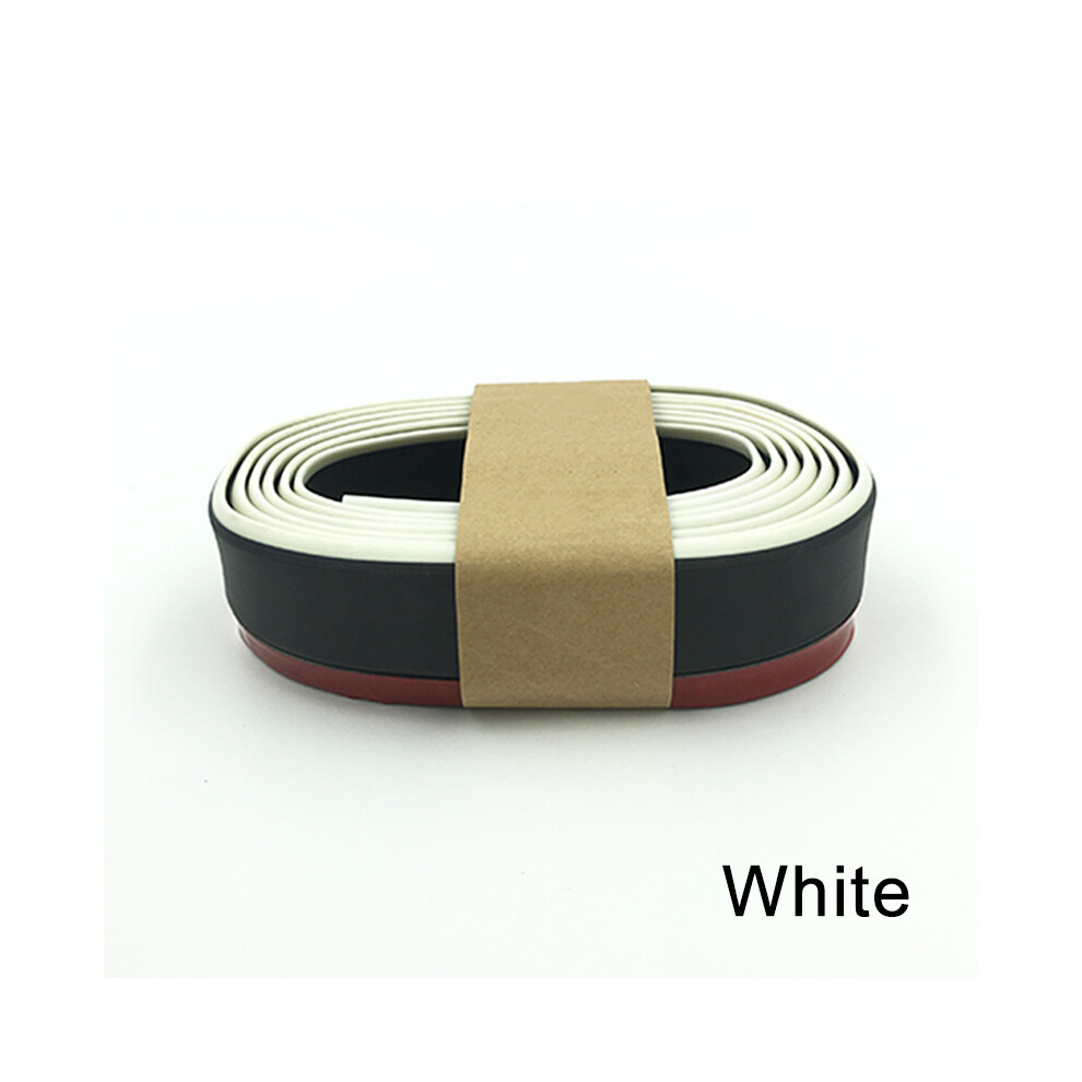 (B ) 2.5M Car Front Bumper Lip Protector Anti Scratch Protector Rubber White/Black 9486291614866