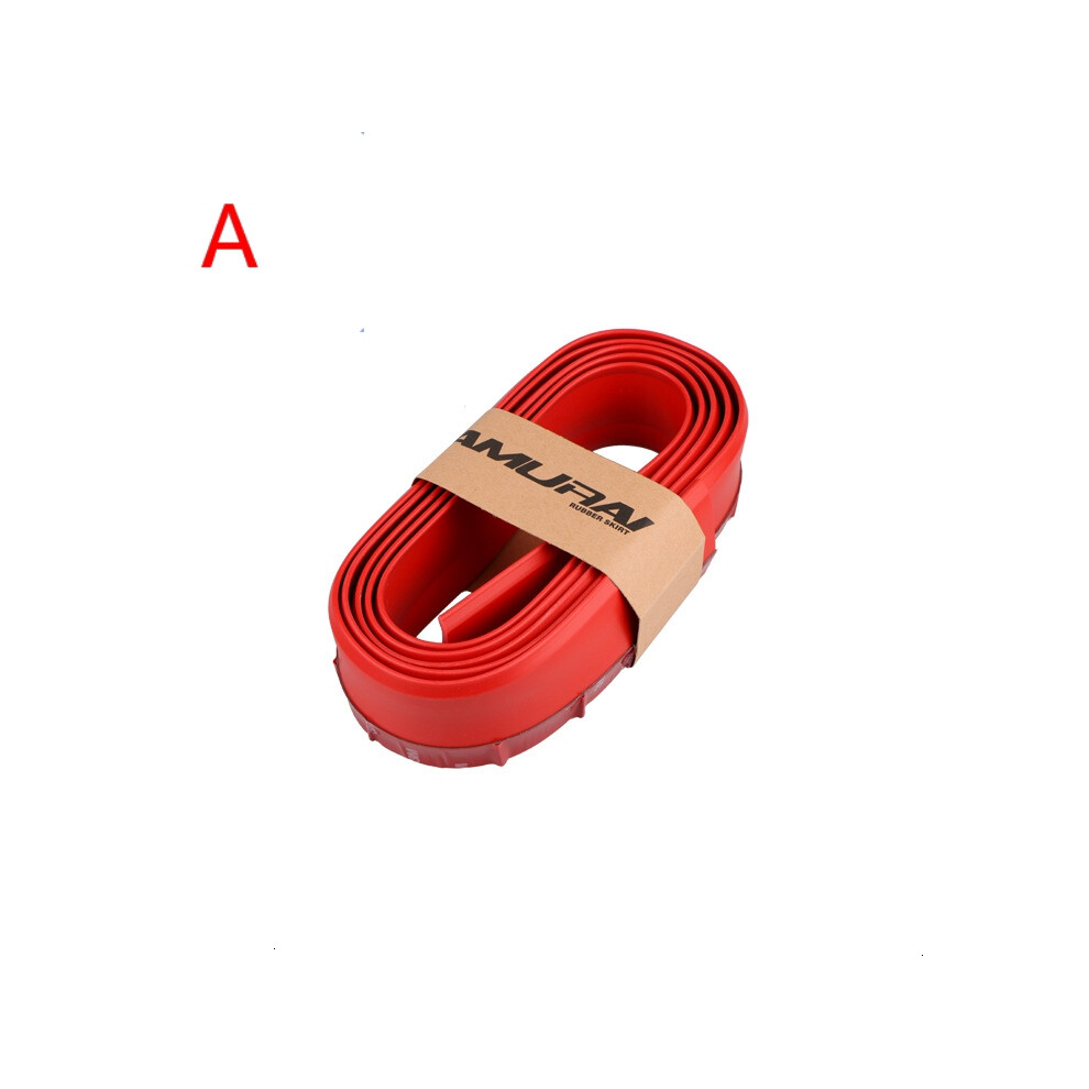 (A ) Universal Car Bumper Lip Splitter Protector 2.5M Front Bumper Rubber Lip Red 9486291614910