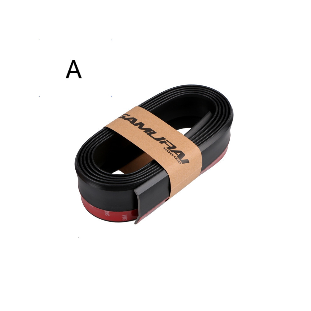 (A ) Universal Car Bumper Lip Splitter Protector 2.5M Front Bumper Rubber Lip Black 9486291614897