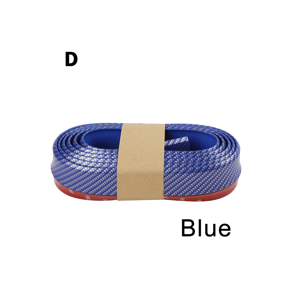 (D ) Car Front Bumper Lip Protector Carbon Fiber Rubber Splitter Chin Spoiler Blue 9486291615009