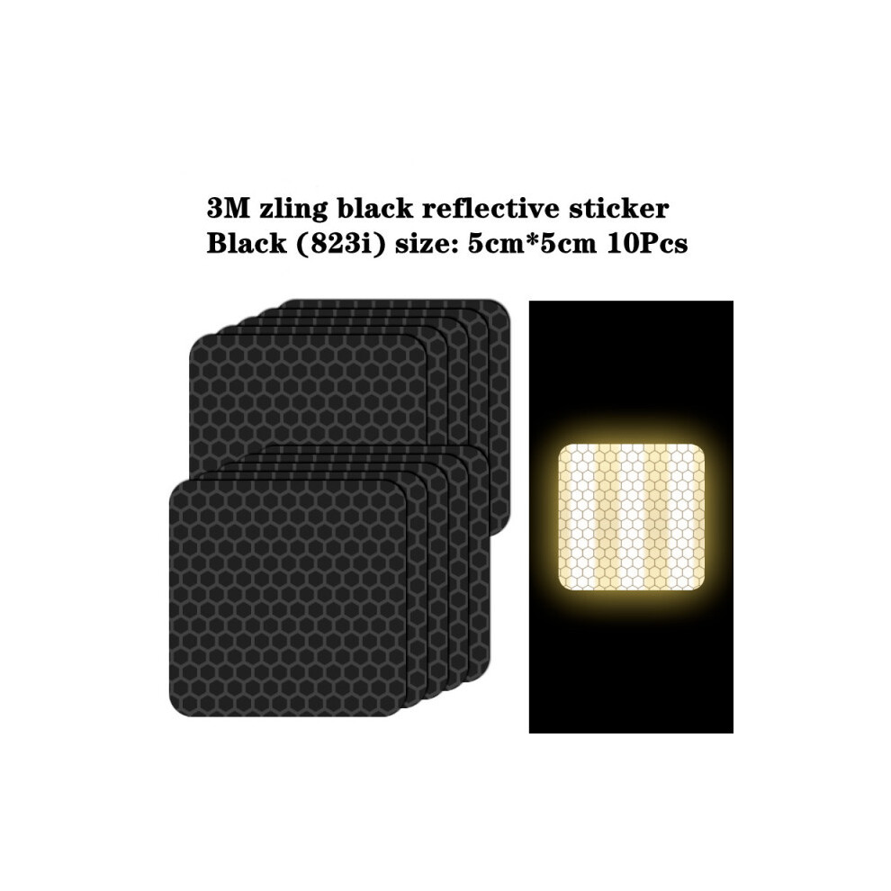 (5X5cm 10Pcs) Car Styling Reflective Safety Mark Warning Tape Wheel Hub Stickers Black 9486291615931