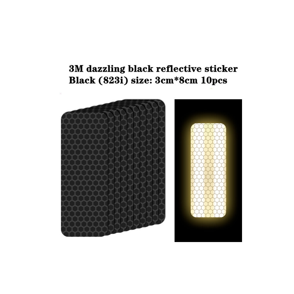 (3X8cm 10Pcs) Car Styling Reflective Safety Mark Warning Tape Wheel Hub Stickers Black 9486291615924