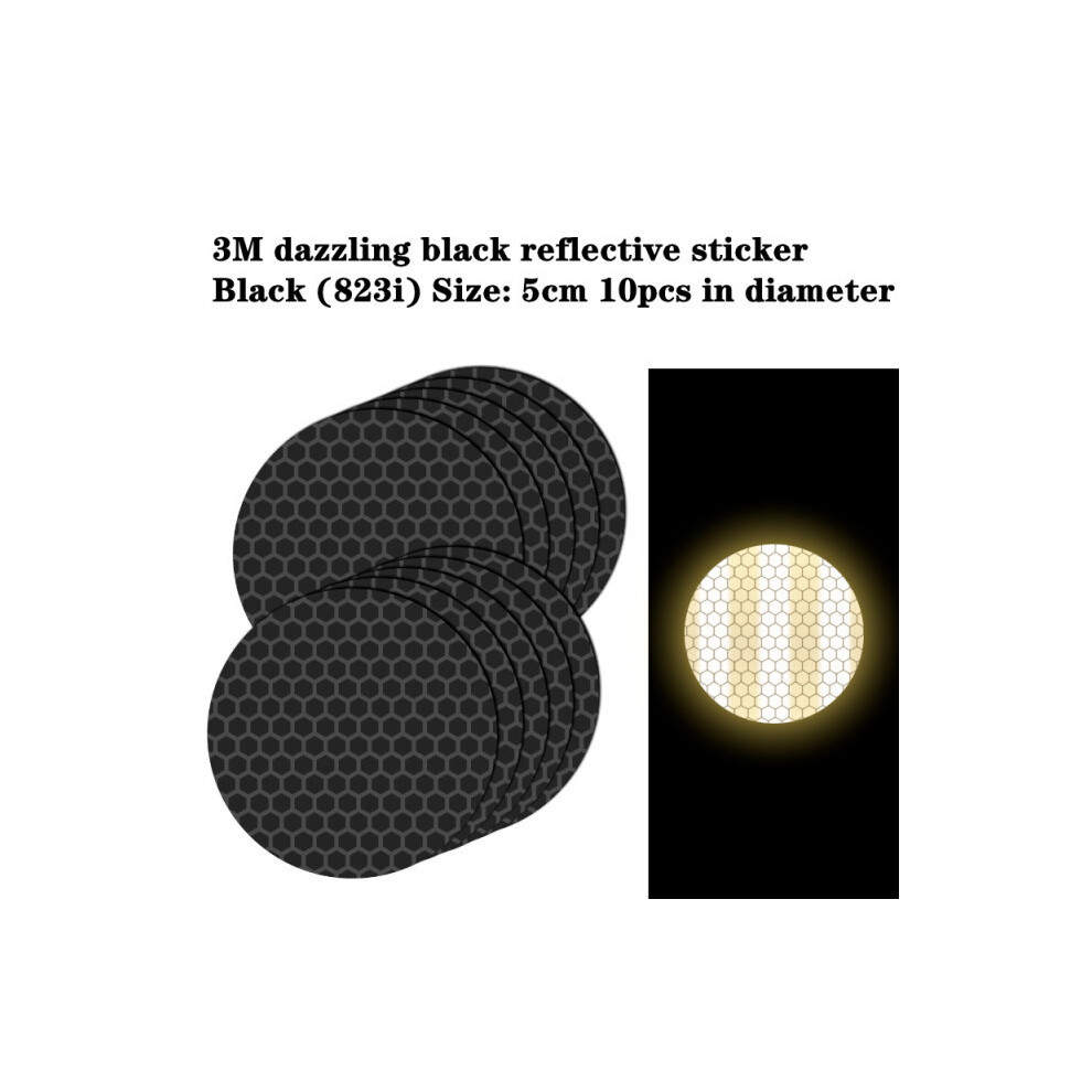 (Round 5Cm 10Pcs) Car Styling Reflective Safety Mark Warning Tape Wheel Hub Stickers Black 9486291615948