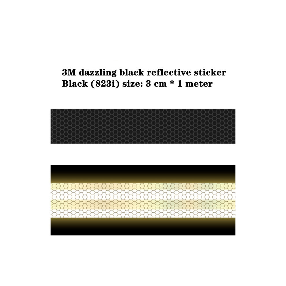 (100X3cm) Car Styling Reflective Safety Mark Warning Tape Wheel Hub Stickers Black 9486291615917