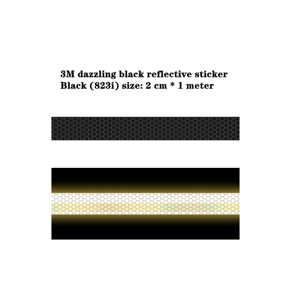 (100X2cm) Car Styling Reflective Safety Mark Warning Tape Wheel Hub Stickers Black 9486291615900