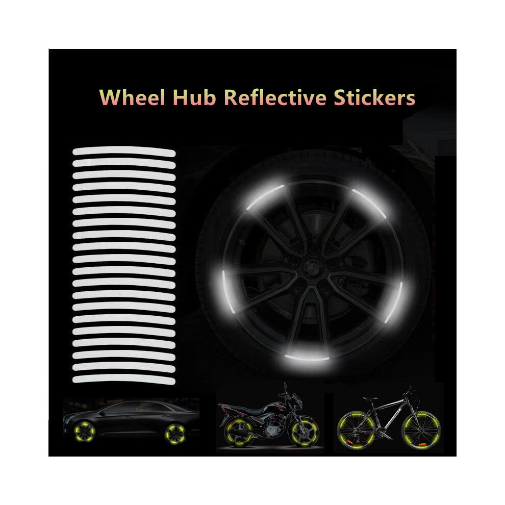 (Wheel 20Pcs Set) Car Styling Reflective Safety Mark Warning Tape Wheel Hub Stickers Black 9486291615979
