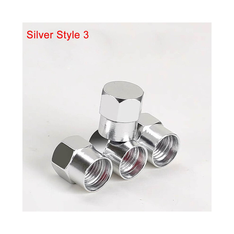 ( Style 3) Aluminum Car Wheel Tires Valves Tyre Stem Air Valve Caps Airtight Cover Silver 9486291515569