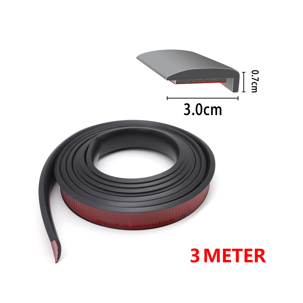 (Width 3.0Cm) 3Meter Car Fender Flare Wheel Eyebrow Protector Arch Extenders Moulding Black 9486291618789