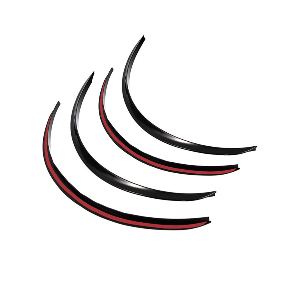 (Glossy ) Universal 4Pcs Car Truck Body Fender Flare Rubber Wheel Arches Eyebrow Black 9486291621291