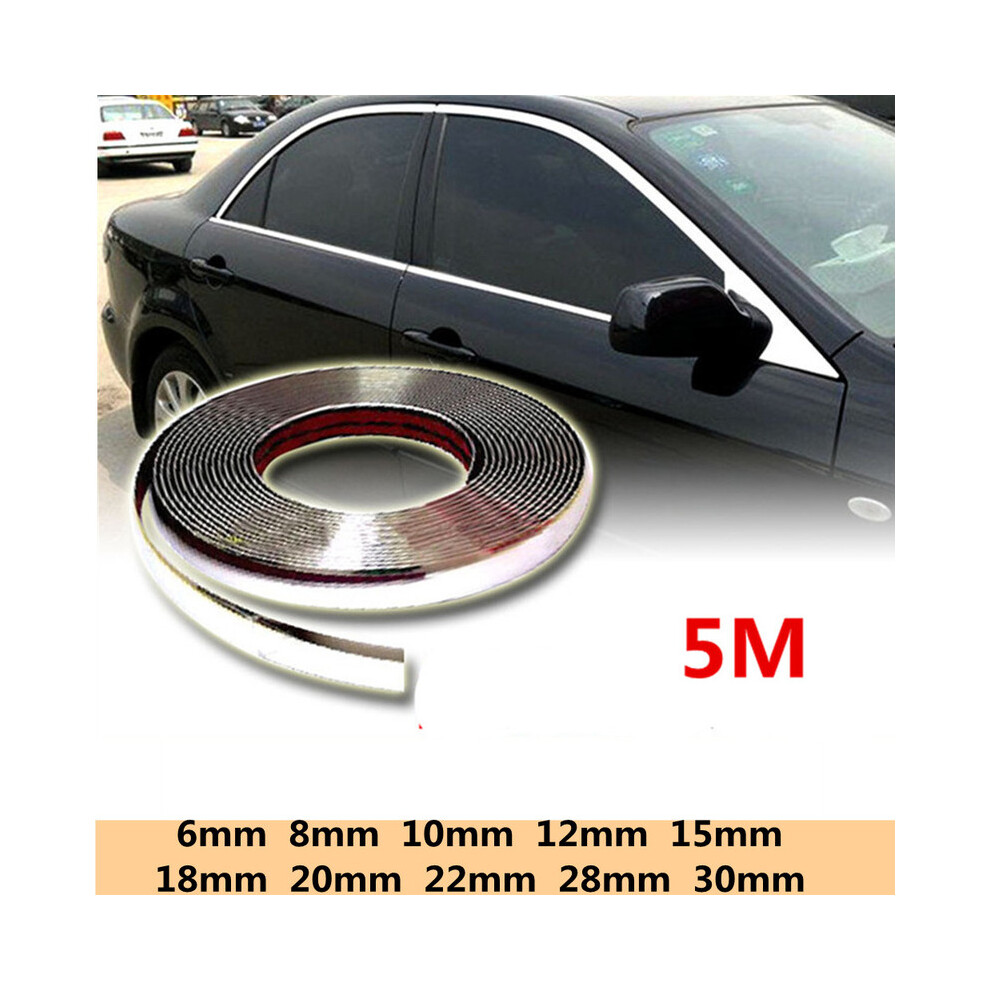 (18Mmx5m) 5 Meters 6Mm 10Mm 12Mm 15Mm 20Mm 30Mm Auto Chrome Moulding Trim Strip 9486291623110