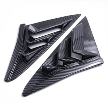 (Carbon Fiber Look) PAIR Rear Side Window Louvers Shutter ABS Air Vent Scoop Shades Cover