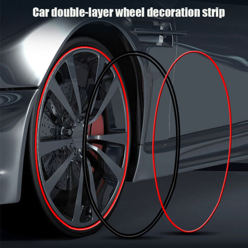 (Black) 8M Wheel Rims Protectors Decor Strip Anti-Collision Ring Double-Layer 1