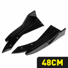 (Bright Black) 1Set Carbon Fiber Car universal Rear Bumper Lip Wing Side Skirt Separator