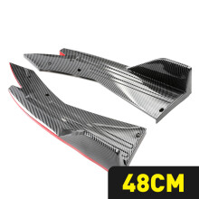 (Carbon Fiber Red) 1Set Carbon Fiber Car universal Rear Bumper Lip Wing Side Skirt Separator