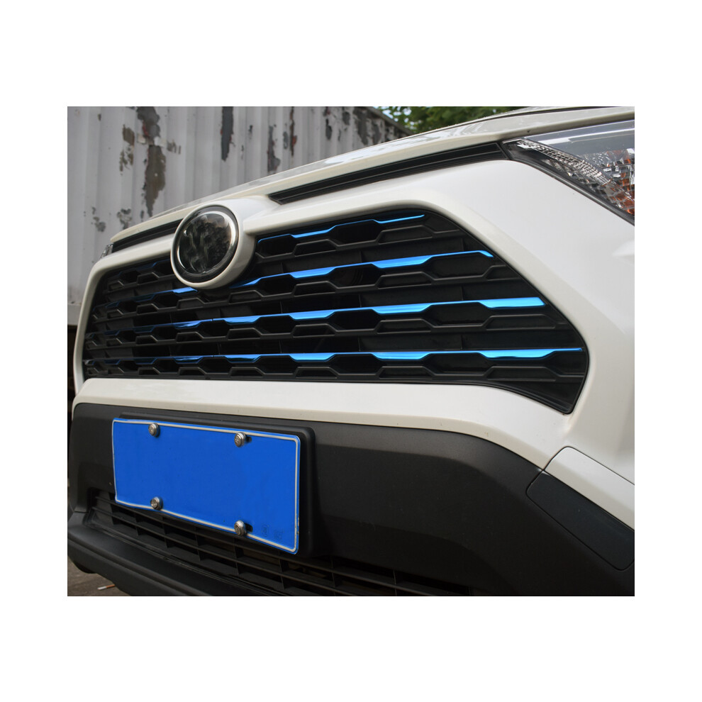 (Blue) Front Grille Cover Trim Molding Chrome Protector Sticker For Toyota Rav4 Blue 9486291627842