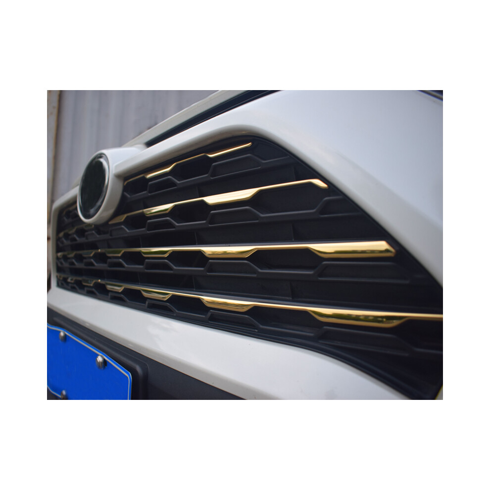 (Gold) Front Grille Cover Trim Molding Chrome Protector Sticker For Toyota Rav4 Gold 9486291627873