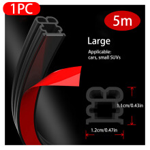 (Large 5m) Car Door Rubber Seal Strip Double-Layer Weather Strip Auto Door/Hood/Trunk