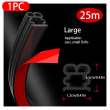 (Large 25m) Car Door Rubber Seal Strip Double-Layer Weather Strip Auto Door/Hood/Trunk