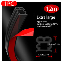 (Extra Large 12m) Car Door Rubber Seal Strip Double-Layer Weather Strip Auto Door/Hood/Trunk