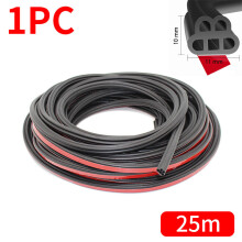 (B type 25m) Car Door Rubber Seal Strip Double-Layer Weatherstrips Soundproof Waterproof