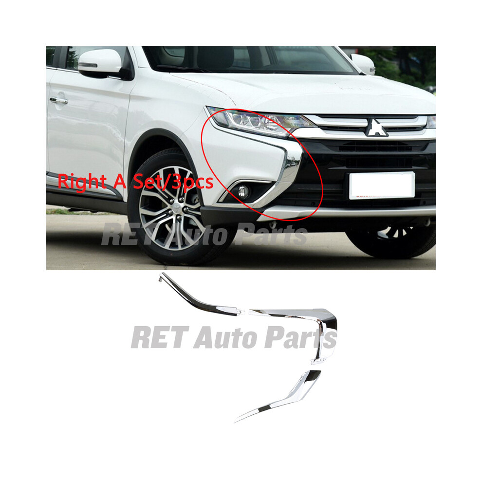 (Right A Set 3Pcs) Car Front Bumper Chrome Molding Strip For Mitsubishi Outlander 3 2016 9486291629976