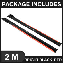 (2M Reddish Black) Lip Separator Bumper Sport Style 8PCS 2m/2.18m Universal Side Skirt Extension