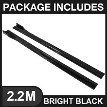 (2.2M Bright Black) Lip Separator Bumper Sport Style 8PCS 2m/2.18m Universal Side Skirt Extension