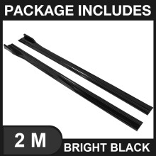 (2M Bright Black) Lip Separator Bumper Sport Style 8PCS 2m/2.18m Universal Side Skirt Extension