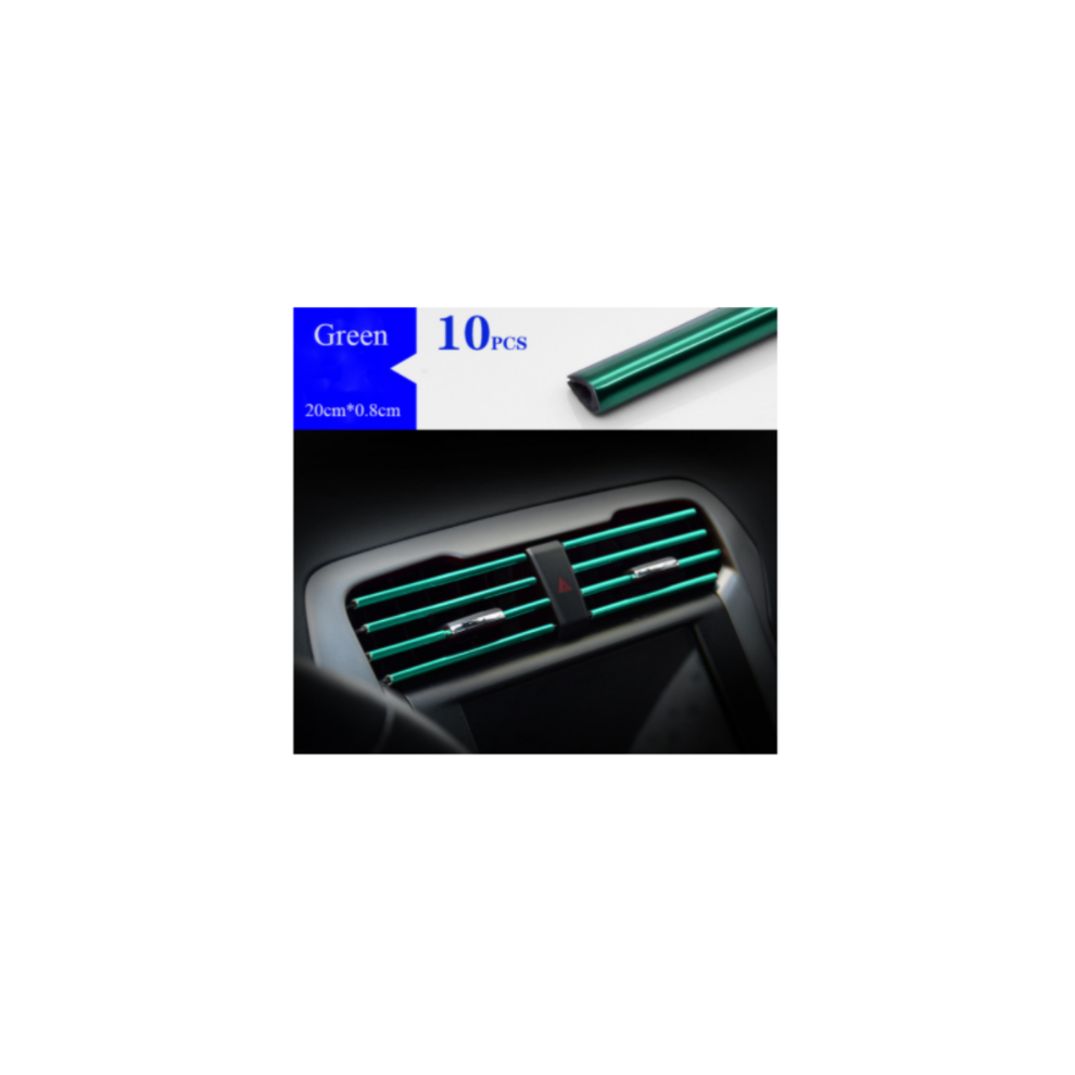 (Green) 10Pcs 20Cm Universal Car Air Conditioner Outlet Decorative U Shape Moulding Green 9486291516009