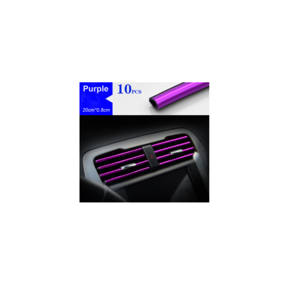 (Purple) 10Pcs 20Cm Universal Car Air Conditioner Outlet Decorative U Shape Moulding Purple 9486291516016
