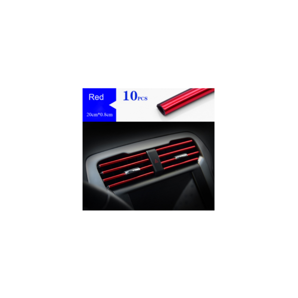 (Red) 10Pcs 20Cm Universal Car Air Conditioner Outlet Decorative U Shape Moulding Red 9486291516023