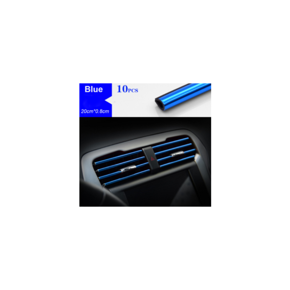 (Blue) 10Pcs 20Cm Universal Car Air Conditioner Outlet Decorative U Shape Moulding Blue 9486291515989
