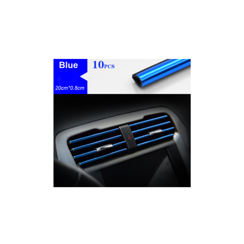 (Blue) 10Pcs 20Cm Universal Car Air Conditioner Outlet Decorative U Shape Moulding Blue 9486291515903