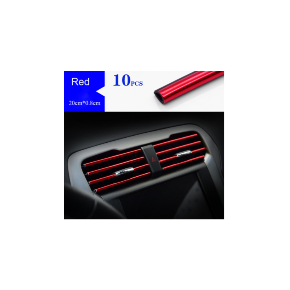 (Red) 10Pcs 20Cm Universal Car Air Conditioner Outlet Decorative U Shape Moulding Red 9486291515941