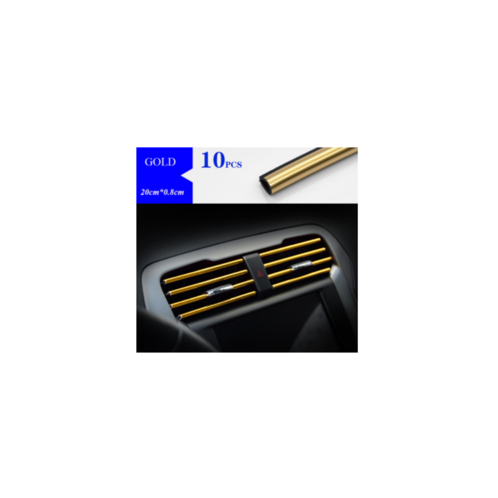 (Gold) 10Pcs 20Cm Universal Car Air Conditioner Outlet Decorative U Shape Moulding Gold 9486291515996