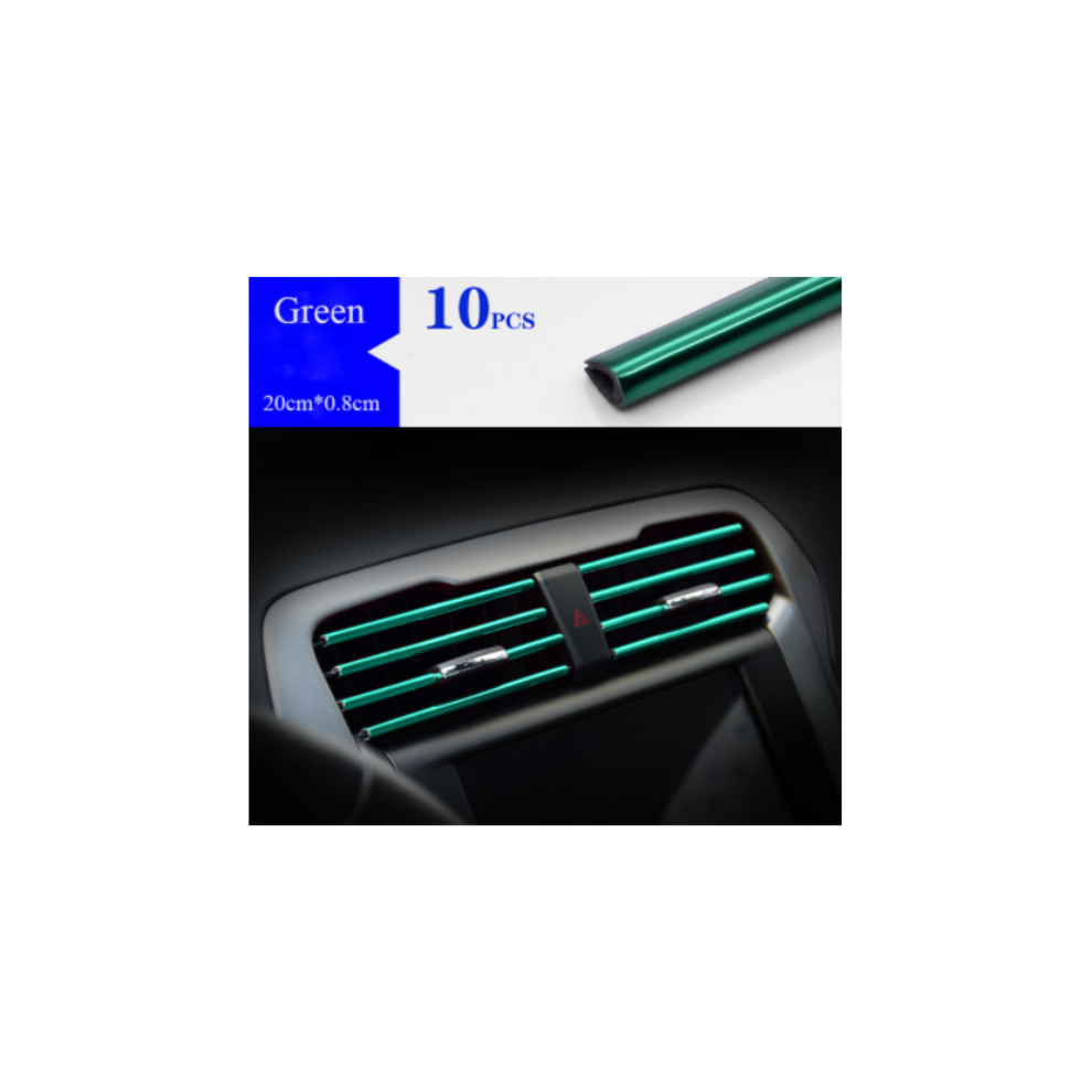 (Green) 10Pcs 20Cm Universal Car Air Conditioner Outlet Decorative U Shape Moulding Green 9486291515927