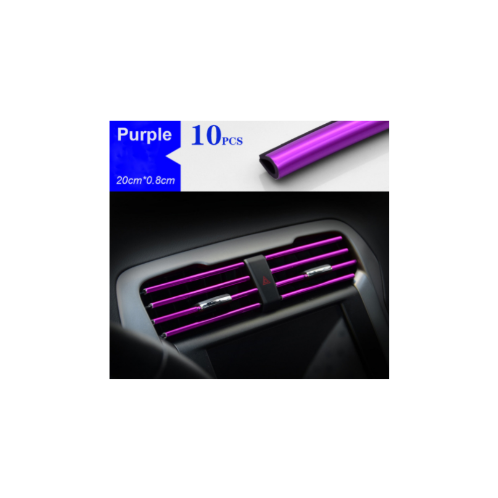 (Purple) 10Pcs 20Cm Universal Car Air Conditioner Outlet Decorative U Shape Moulding Purple 9486291515934