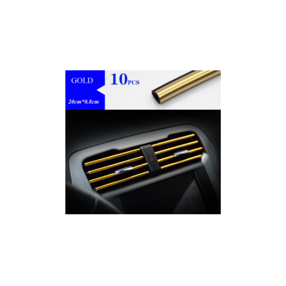(Gold) 10Pcs 20Cm Universal Car Air Conditioner Outlet Decorative U Shape Moulding Gold 9486291515910