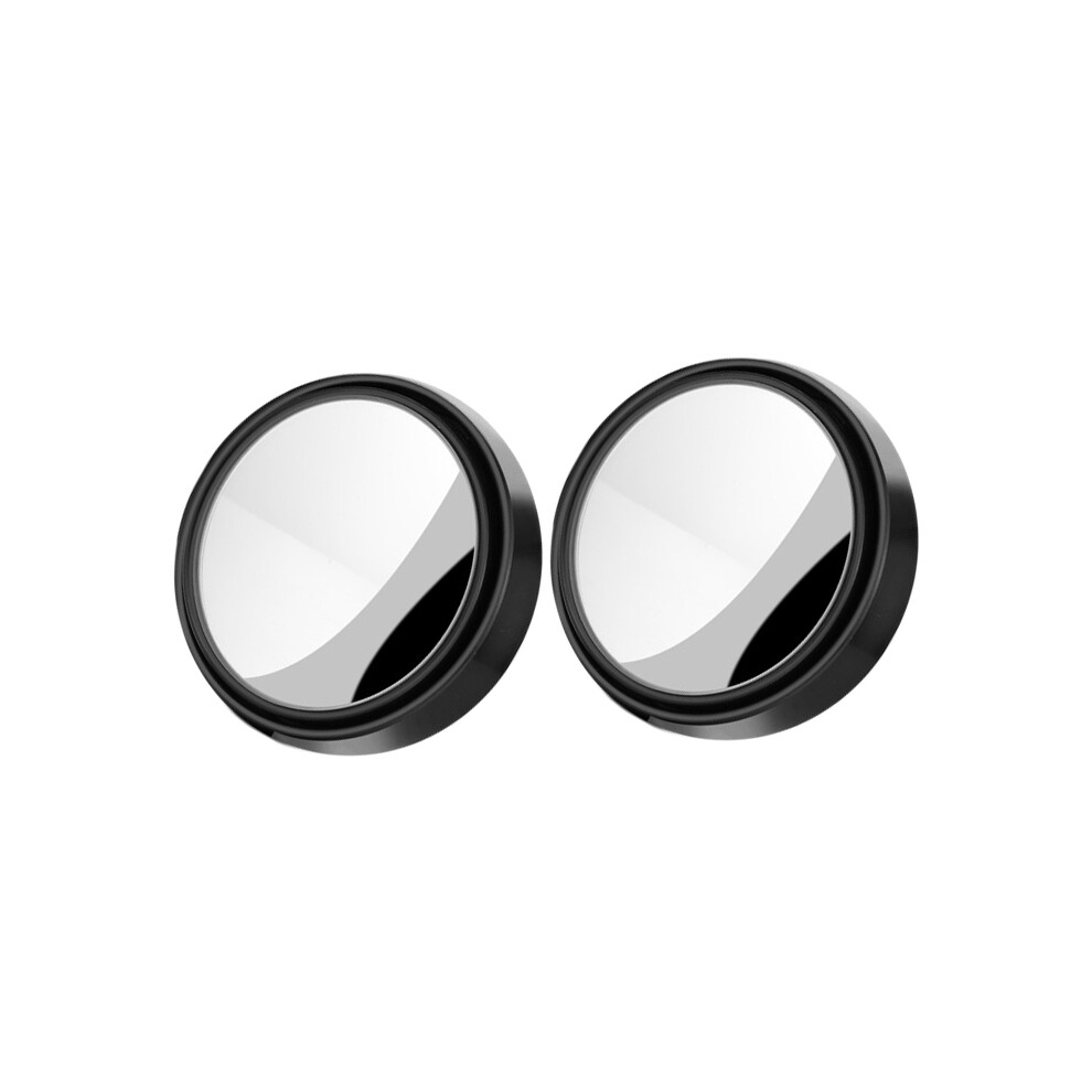 (Black) 2Pcs Car 360 Degree Adjustable Clear Rearview Auxiliary Mirror Round Frame Black 9486291528774