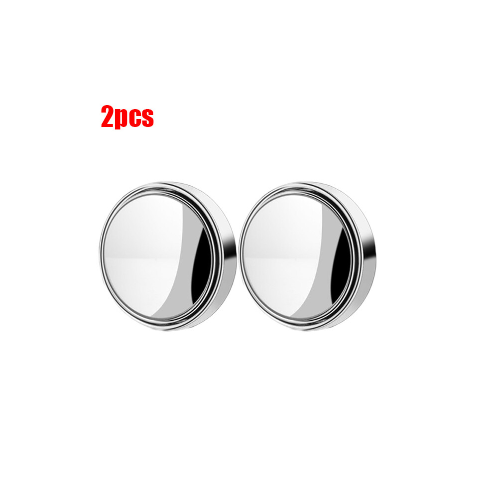 (-2Pcs) 2Pcs Blind Spot Car Auxiliary Rearview Mirrors 360 Degree Rotating Suction Silver 9486291529962